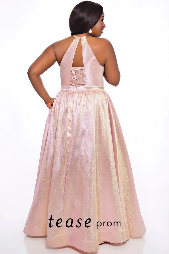 Tease Prom 2019 size 20 Cotton Candy high neckline shimmer prom dress ball gown
