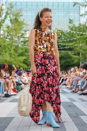 Thebe Magugu- Pleated Skirt: Nightmare Floral