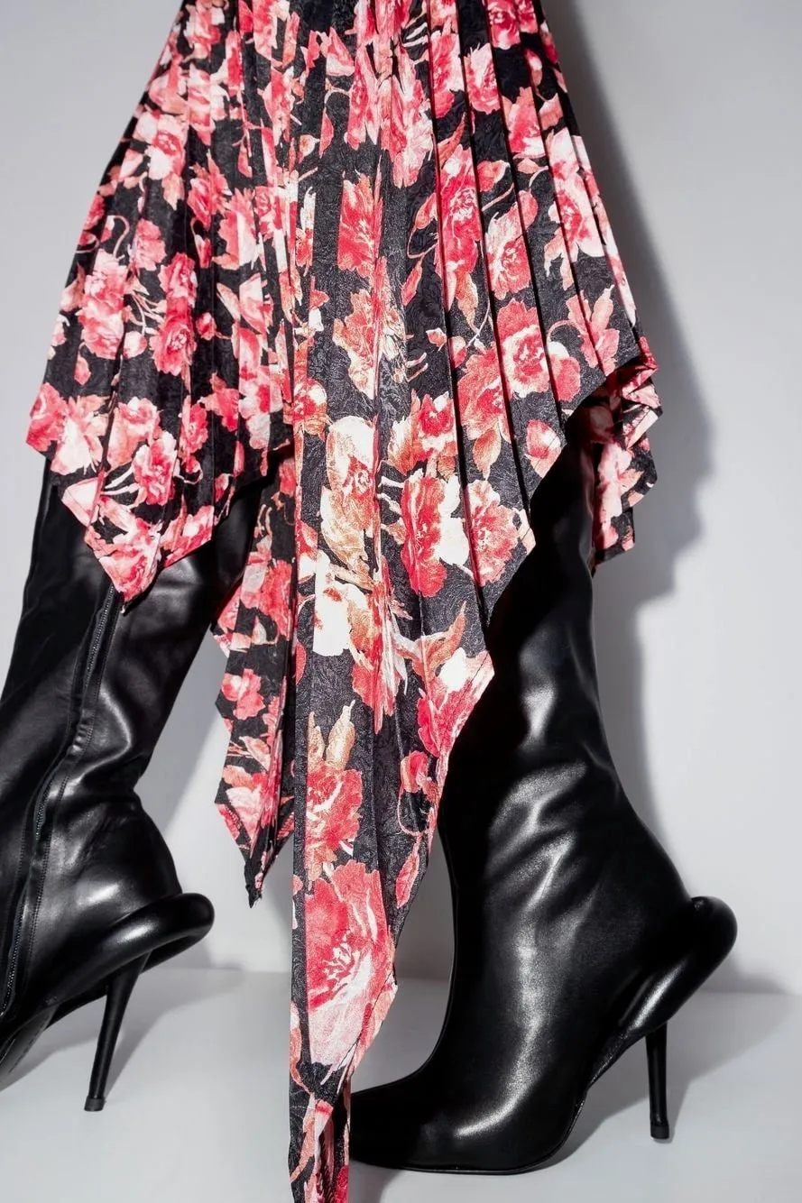 Thebe Magugu- Pleated Skirt: Nightmare Floral