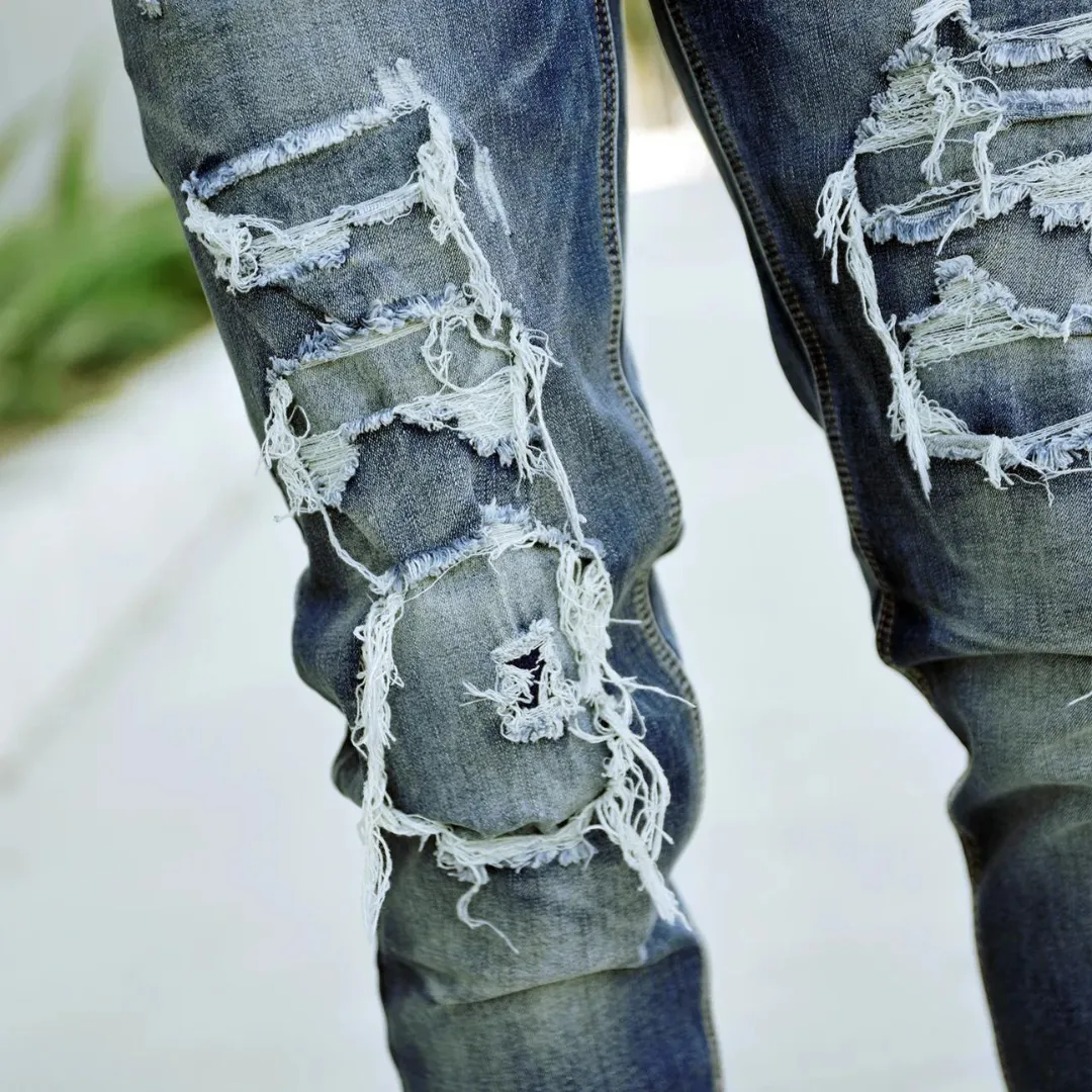 Victorious DISTRESSED RIP & REPAIR DENIM JEANS (INDIGO)