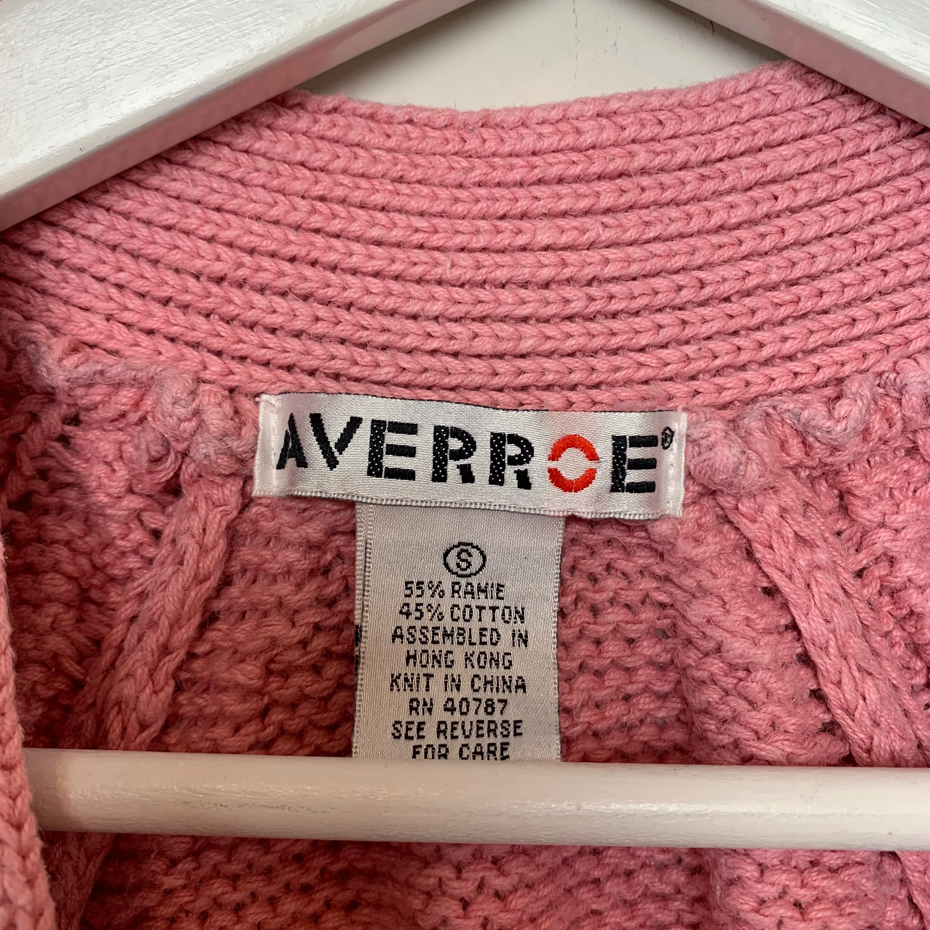 Vintage Averroe Chunky Knit Pink Cardigan Sweater Small