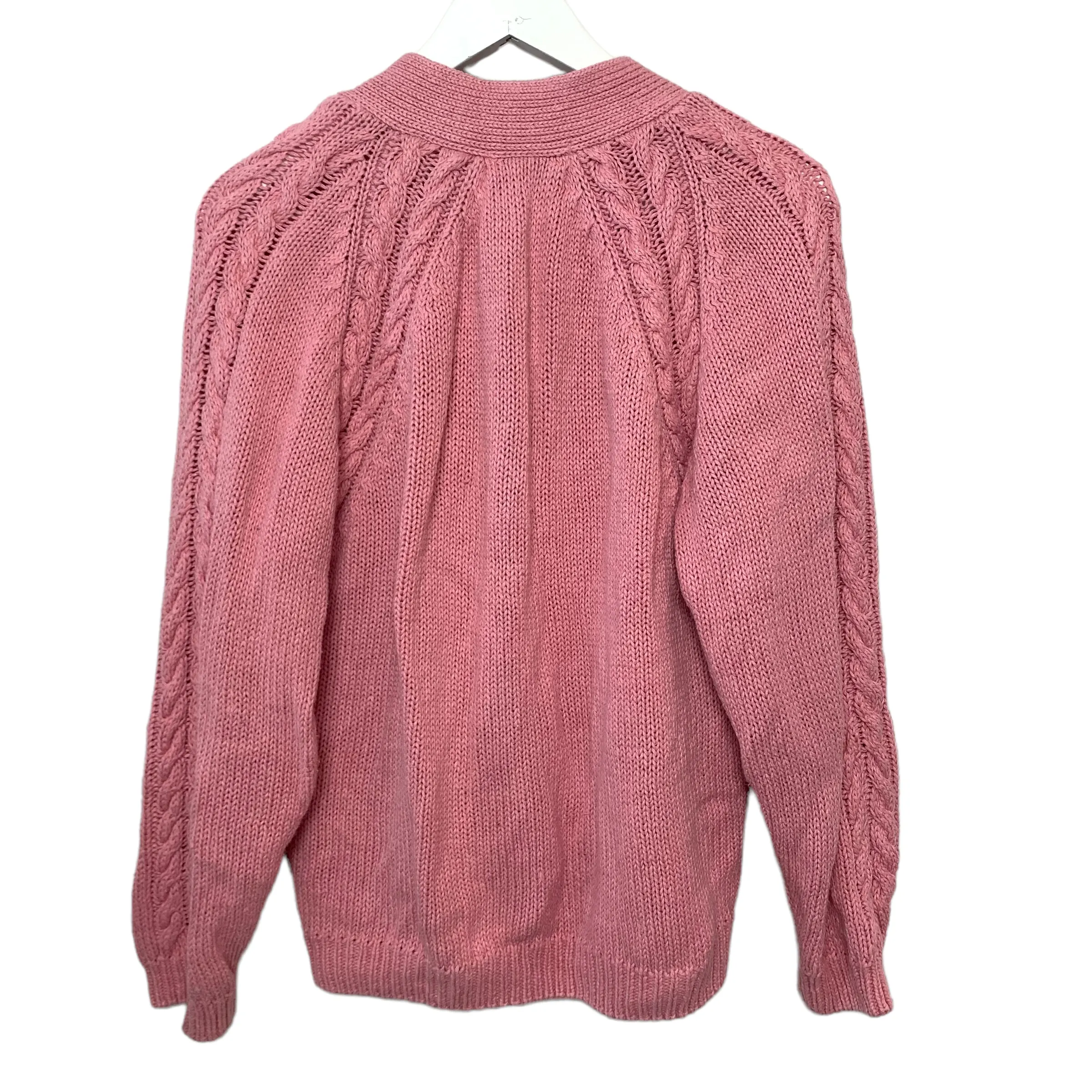 Vintage Averroe Chunky Knit Pink Cardigan Sweater Small
