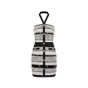 Wardrobes by Chen High End Diamond Halter Neck Short Knitted Party Dress-GERTY