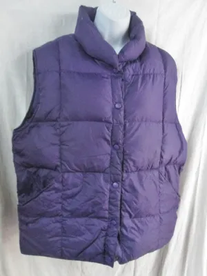 Womens Ladies LAND'S END DOWN Puffer Winter Vest Coat Jacket PURPLE L 14-16 PLUM