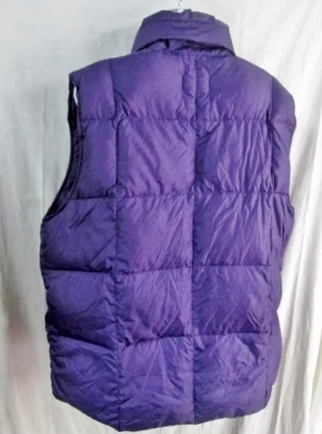 Womens Ladies LAND'S END DOWN Puffer Winter Vest Coat Jacket PURPLE L 14-16 PLUM