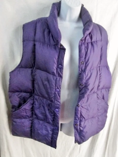 Womens Ladies LAND'S END DOWN Puffer Winter Vest Coat Jacket PURPLE L 14-16 PLUM